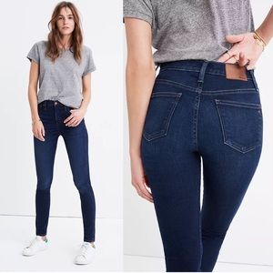 Madewell • 10" High Riser skinny jeans dark wash indigo denim stretch